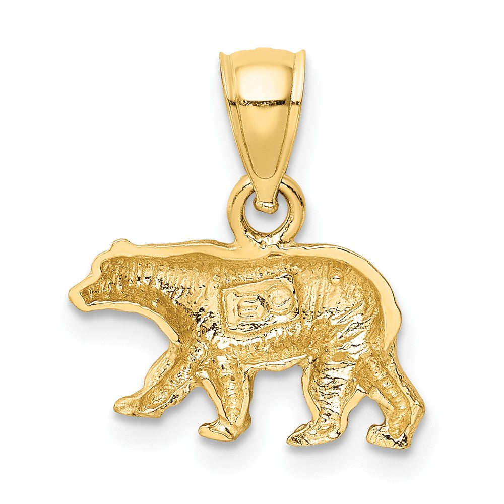 10K Satin Diamond-cut Bear Pendant