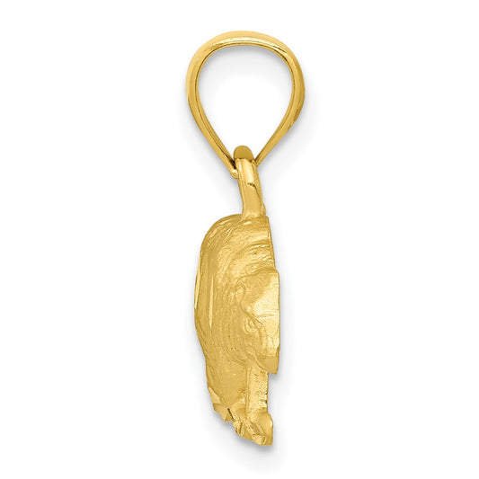 10K Satin Diamond-cut Bear Pendant