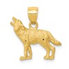 10K Satin Diamond-cut Wolf Pendant
