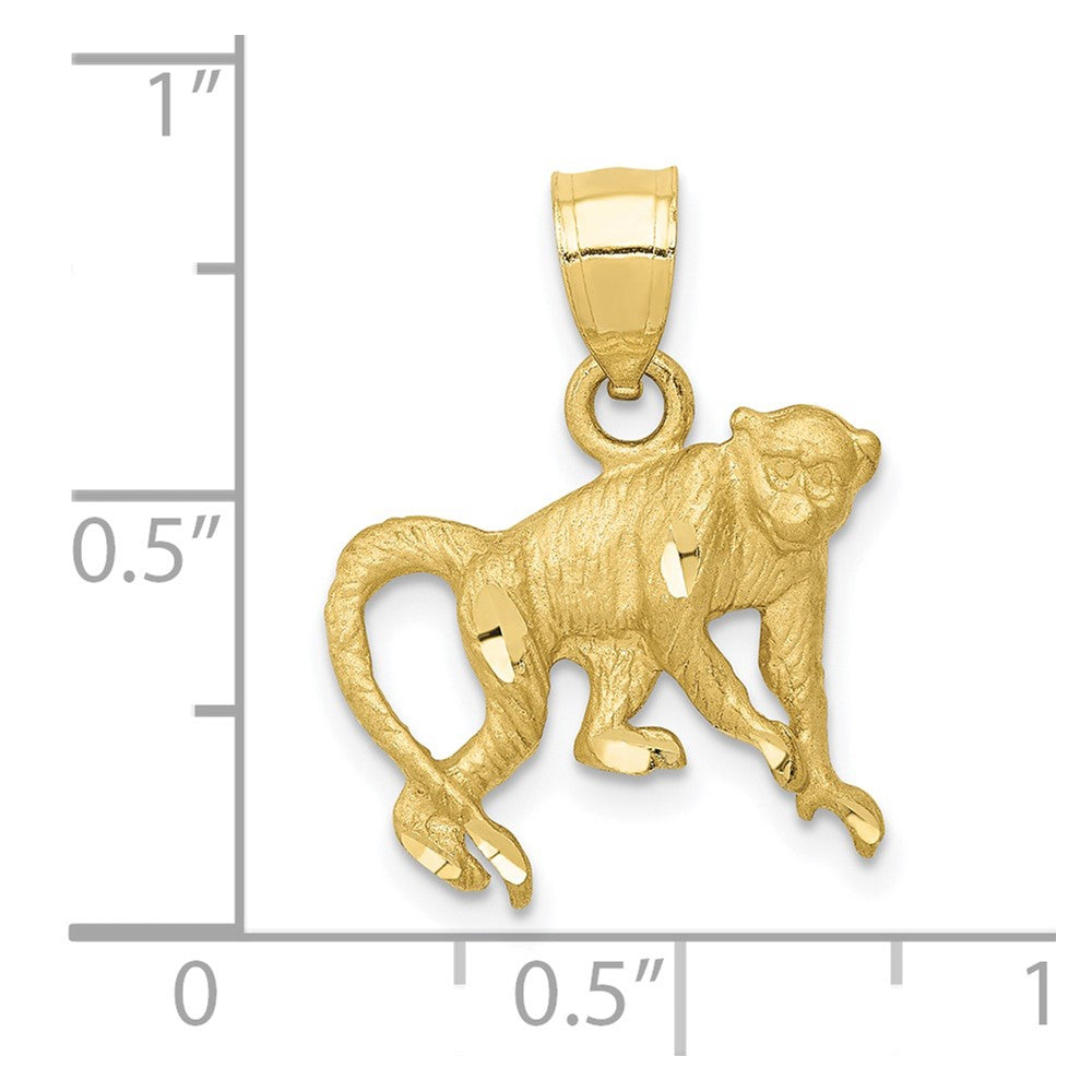 10K Satin Diamond-cut Monkey Pendant