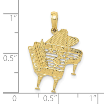 10k Cut-out Grand Piano with Notes Pendant