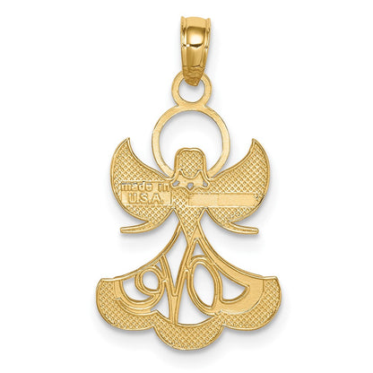 10k and White Rhodium LOVE Skirt Angel Pendant