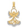 10k and White Rhodium LOVE Skirt Angel Pendant