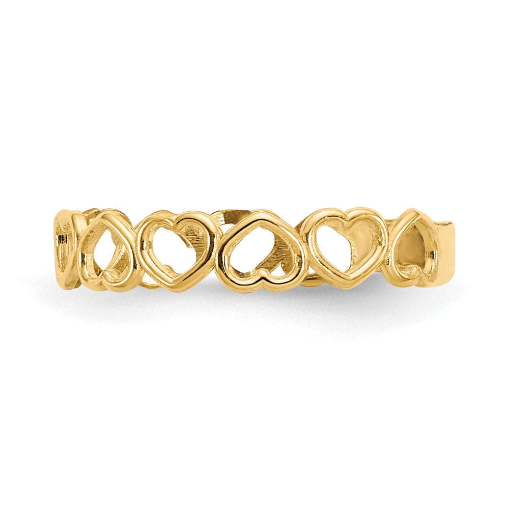 10k Polished Cut-out Hearts Toe Ring