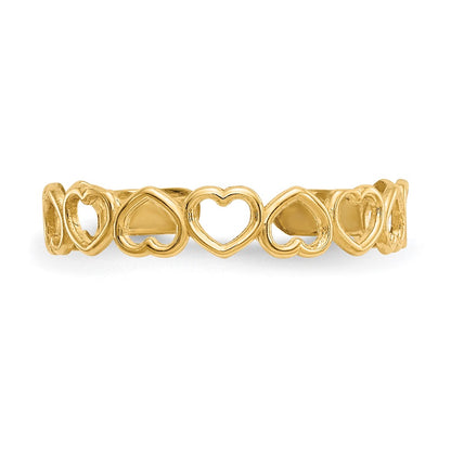 10k Polished Cut-out Hearts Toe Ring
