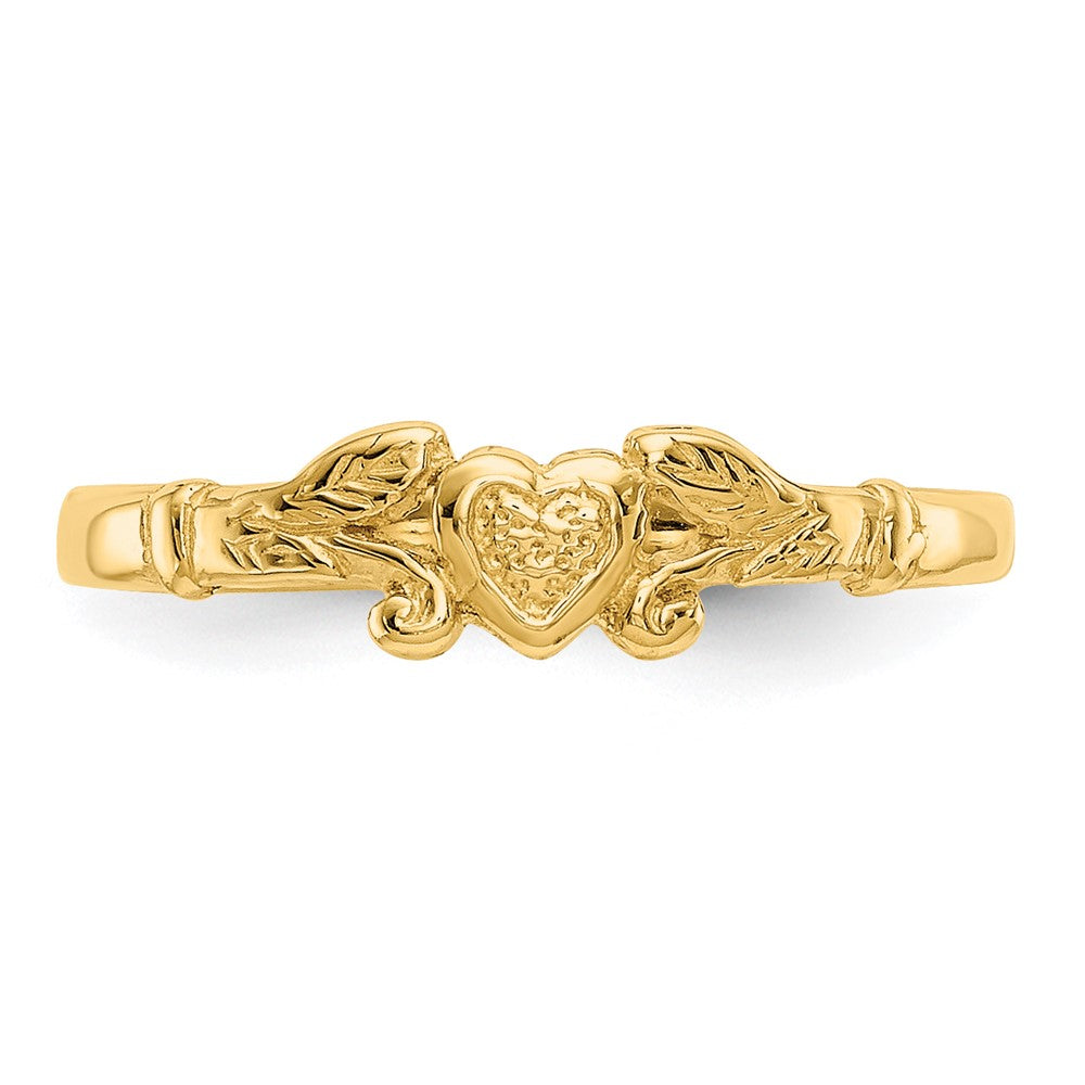 10k Textured Mini Heart Size 1 Baby Ring