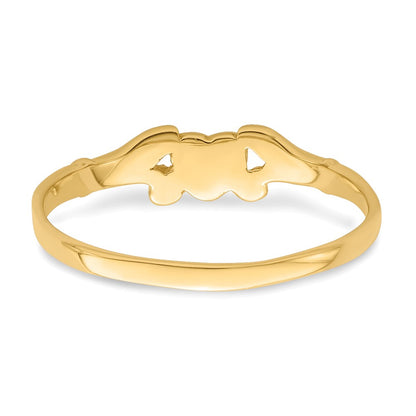 10k Textured Mini Heart Size 1 Baby Ring