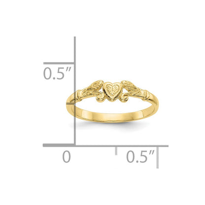 10k Textured Mini Heart Size 1 Baby Ring