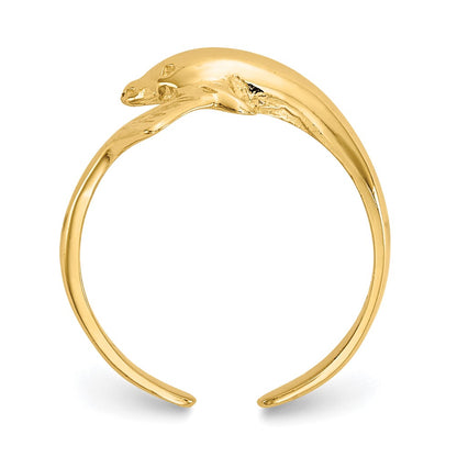 10K Polished Dolphin Toe Ring