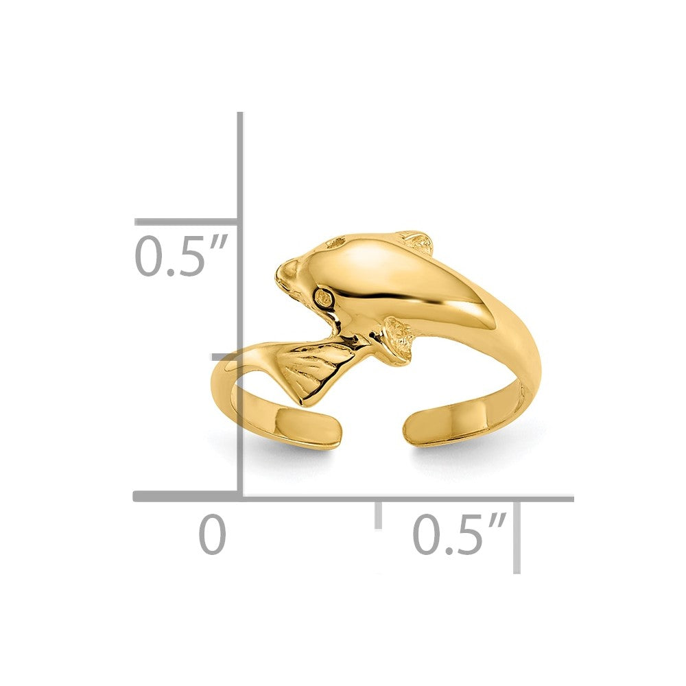 10K Polished Dolphin Toe Ring