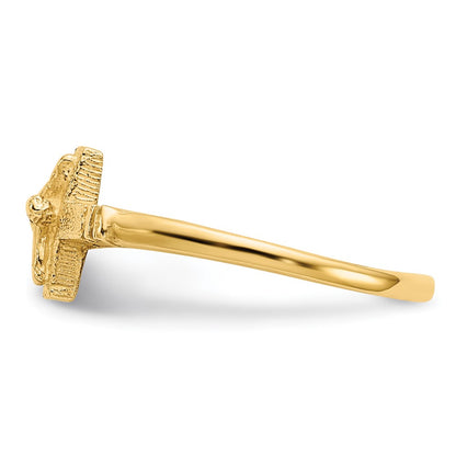 10K Satin Finish Crucifix Size 3.5 Baby / Childs Ring