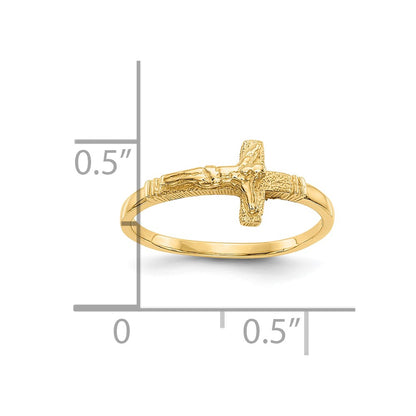 10K Satin Finish Crucifix Size 3.5 Baby / Childs Ring