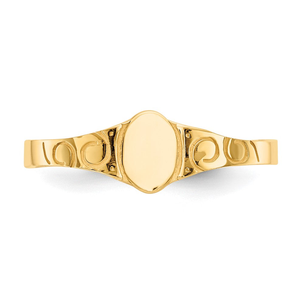 10k Polished 4.0x5.0mm Oval Closed Back Baby / Childs Signet Ring