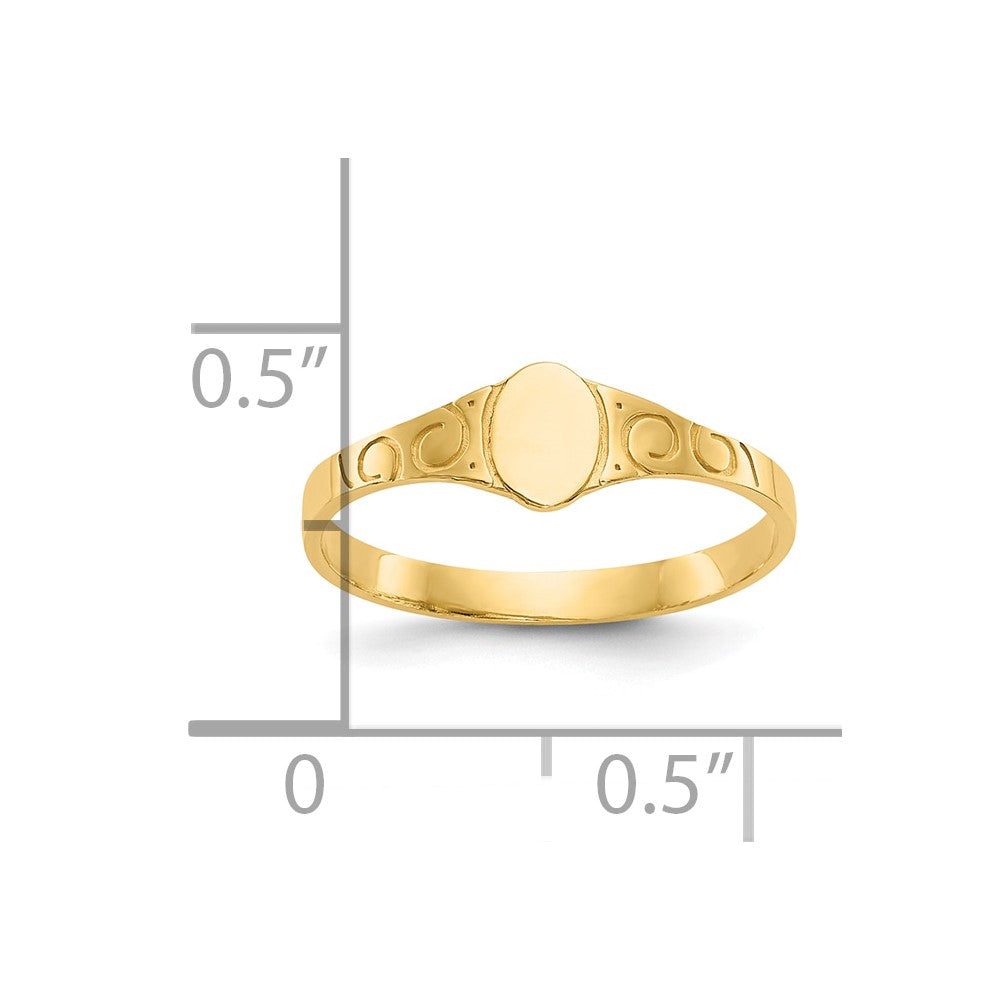 10k Polished 4.0x5.0mm Oval Closed Back Baby / Childs Signet Ring