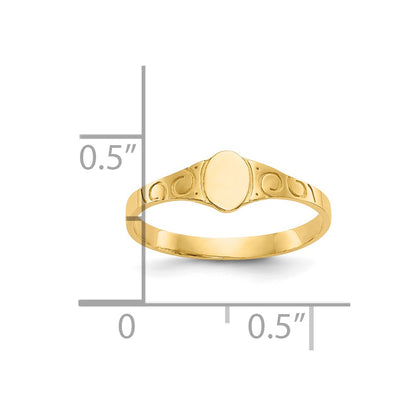 10k Polished 4.0x5.0mm Oval Closed Back Baby / Childs Signet Ring