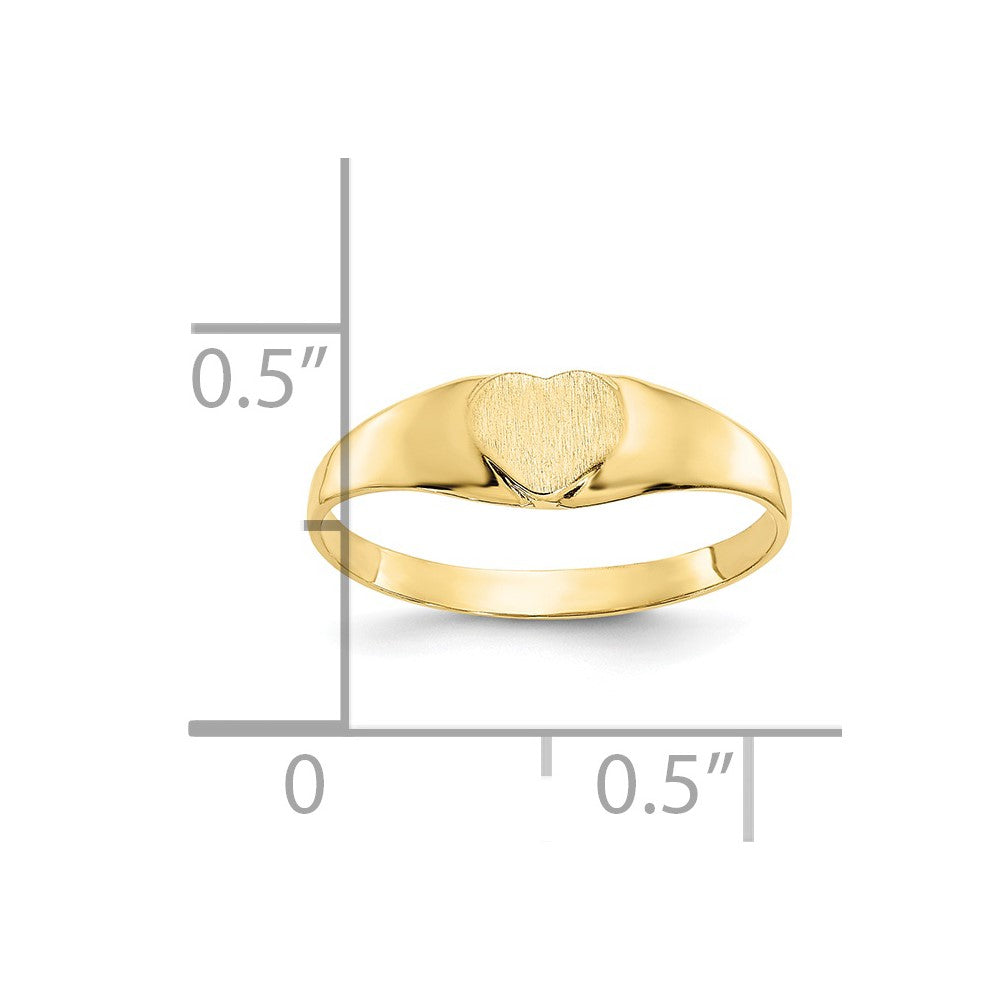 10k Satin Heart Size 3 Baby / Childs Signet Ring