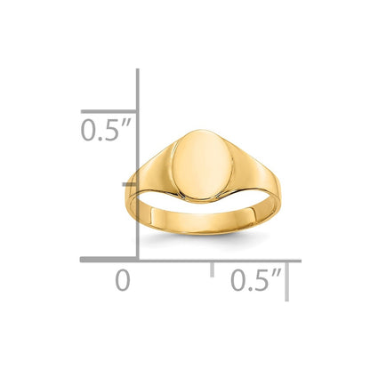 10k High Polished Oval Size 1 Baby Signet Ring