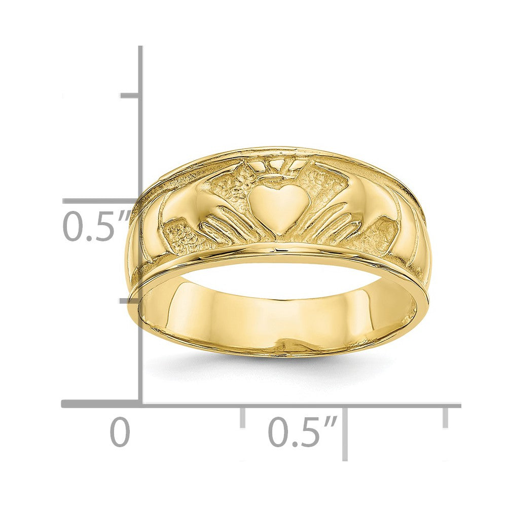 10K Polished Ladies Claddagh Band