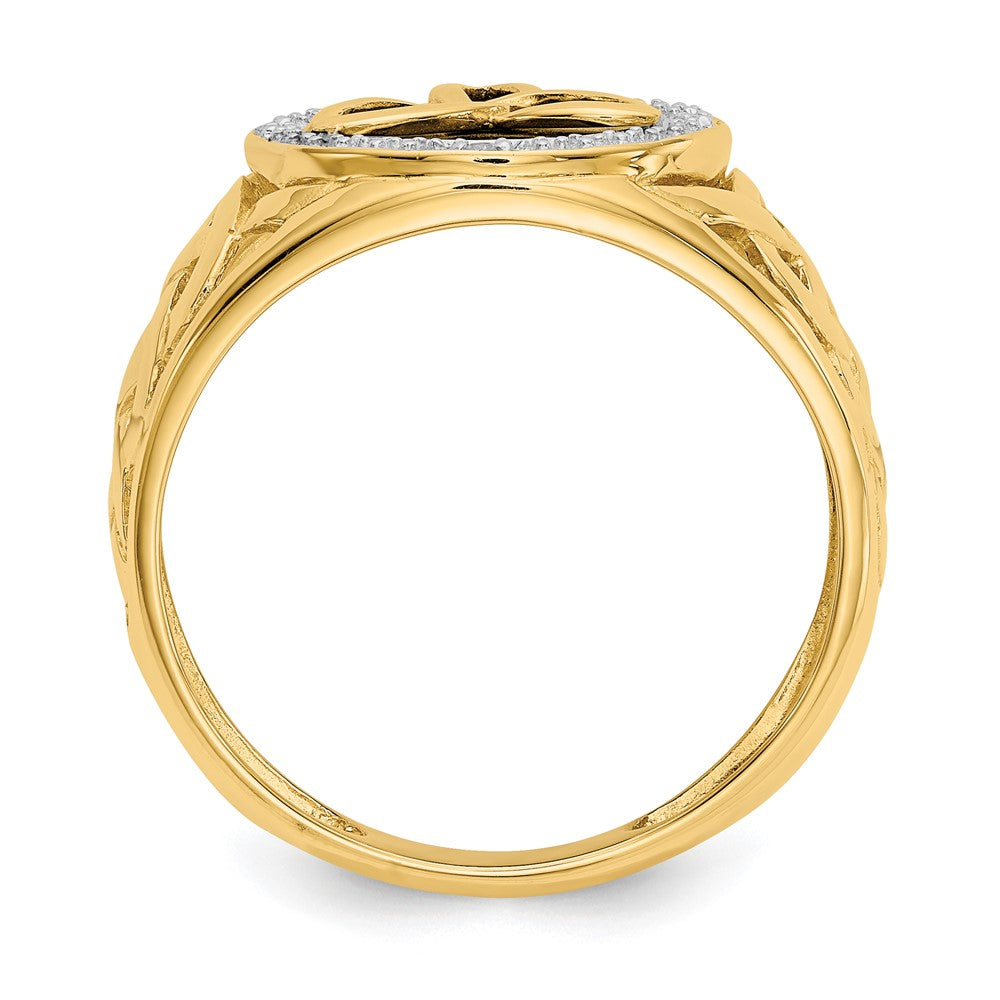 10K and White Rhodium Onyx and Diamond Mens Trinity Knot Ring