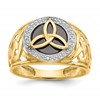10K and White Rhodium Onyx and Diamond Mens Trinity Knot Ring