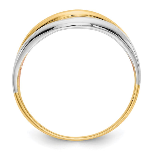 10K Tri-Color Wave Band Ring