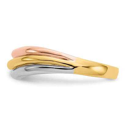 10K Tri-Color Wave Band Ring