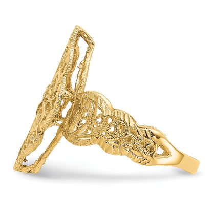 10K Diamond-Cut Floral Filigree Ring