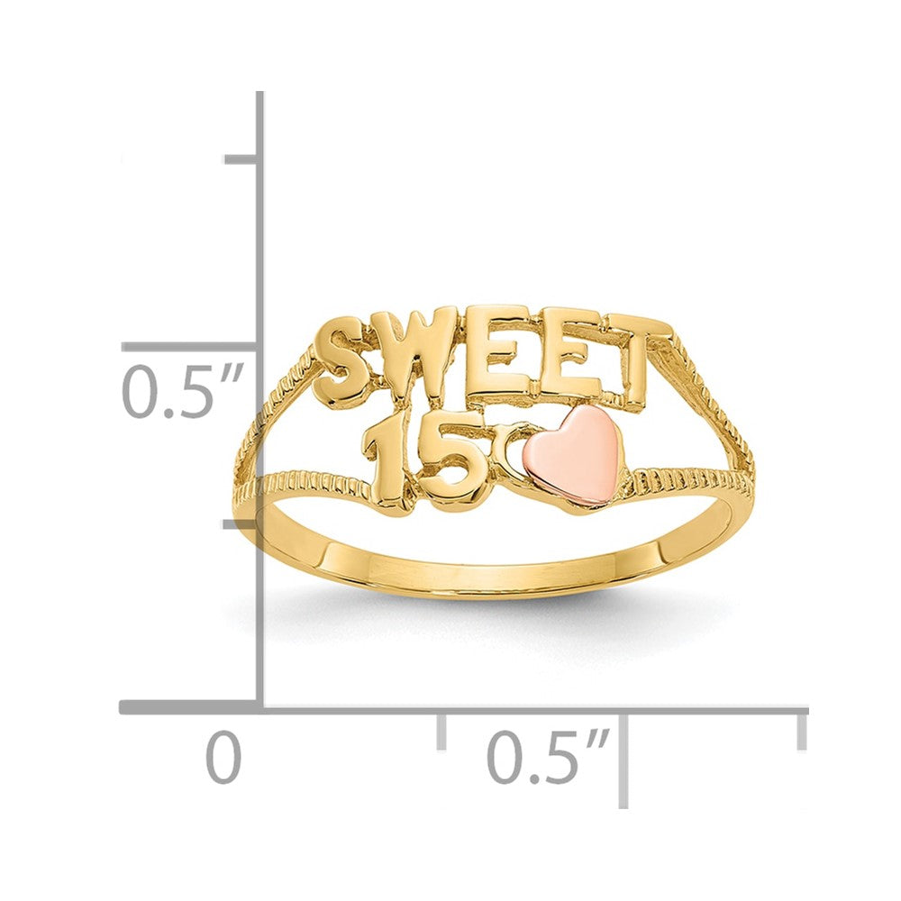 10K Two-tone SWEET 15 Heart Ring