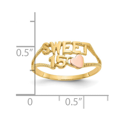 10K Two-tone SWEET 15 Heart Ring