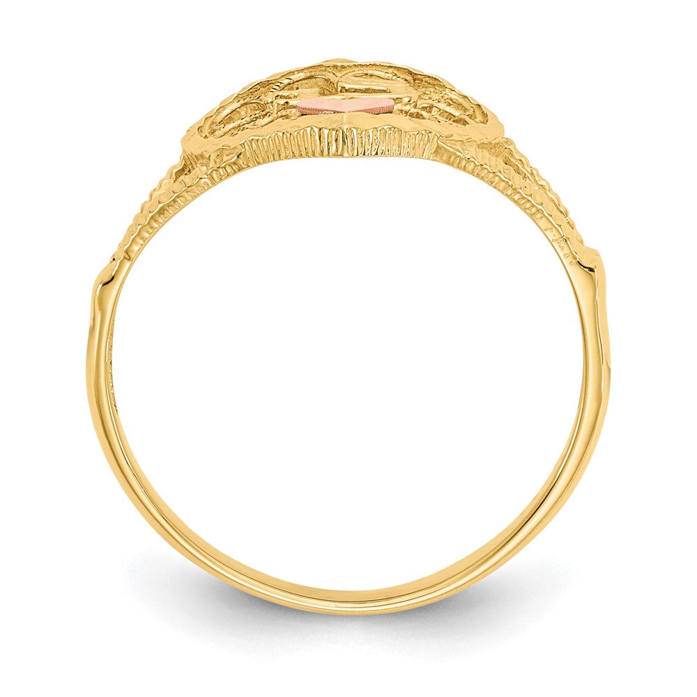 10K Two-tone Diamond-Cut 15 Heart Ring