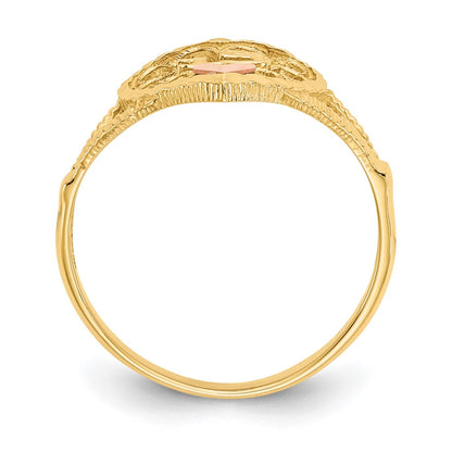 10K Two-tone Diamond-Cut 15 Heart Ring