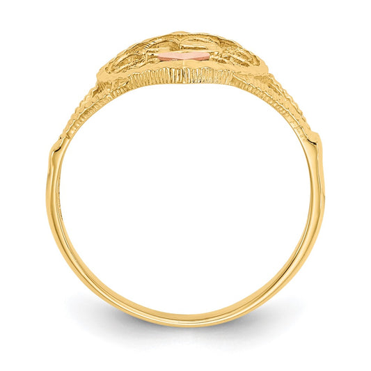 10K Two-tone Diamond-Cut 15 Heart Ring