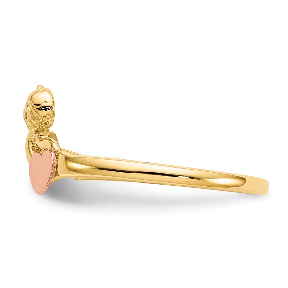 10K Two-tone Angel and Satin Heart Ring