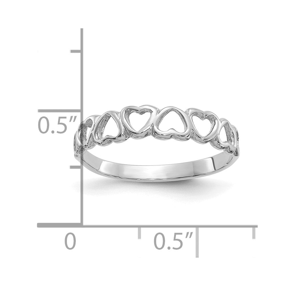 10K White Gold Polished Hearts Ring