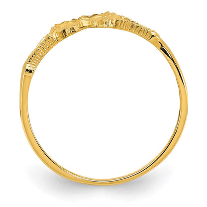 10K Diamond-Cut Cross in Heart Size 4 Baby / Childs Ring