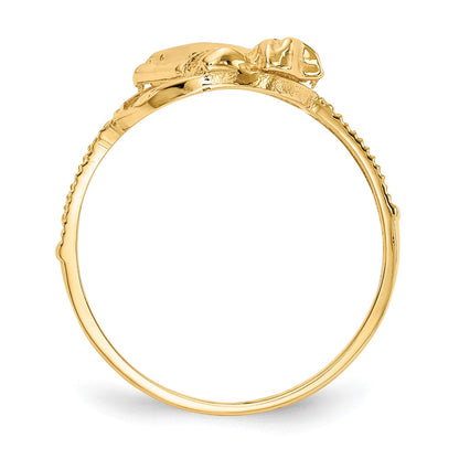 10K Two-tone Diamond Cut Praying Hands with Cross Ring