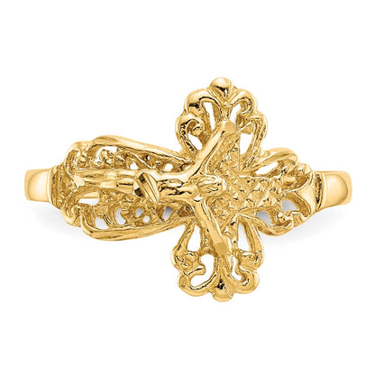 10K Diamond-Cut Crucifix Ring