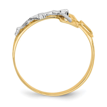 10K Two-tone Mens Crucifix Ring