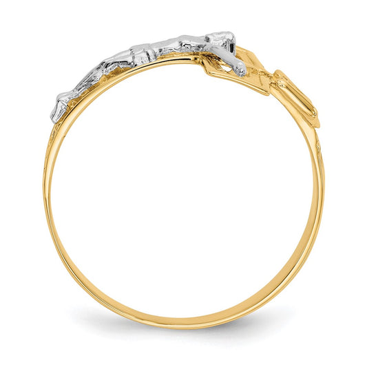 10K Two-tone Mens Crucifix Ring