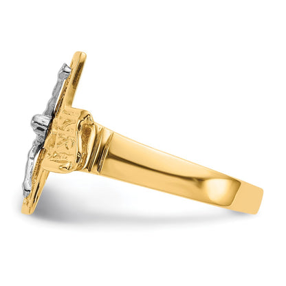 10K Two-tone Mens Crucifix Ring