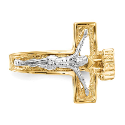 10K Two-tone Mens Crucifix Ring