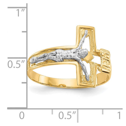 10K Two-tone Mens Crucifix Ring