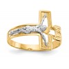 10K Two-tone Mens Crucifix Ring