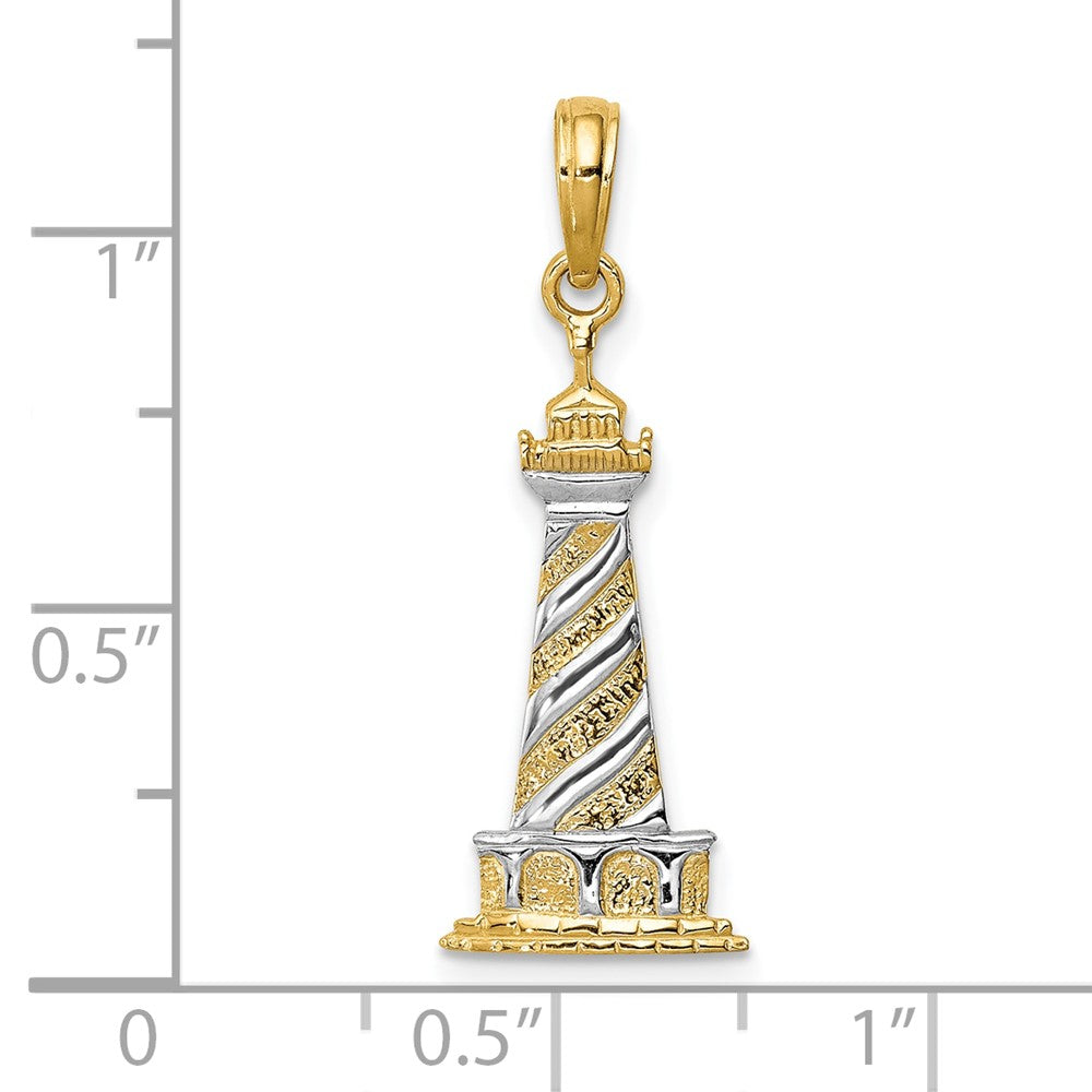 10K and White Rhodium Cape Hatteras Lighthouse Pendant
