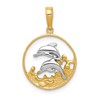 10K and White Rhodium Double Dolphins in Circle Charm