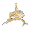 10K and White Rhodium Sailfish Pendant