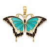 10K Aqua and Black Enameled Butterfly Pendant