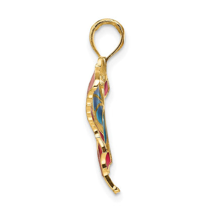 10K Blue and Red Enameled Butterfly Pendant