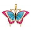 10K Blue and Red Enameled Butterfly Pendant