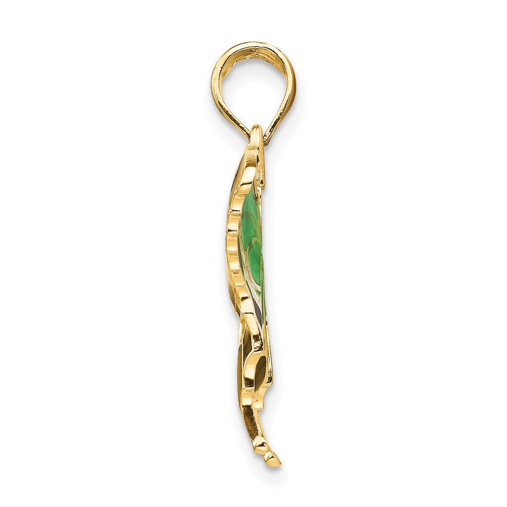 10K Green and Black Enameled Butterly Pendant